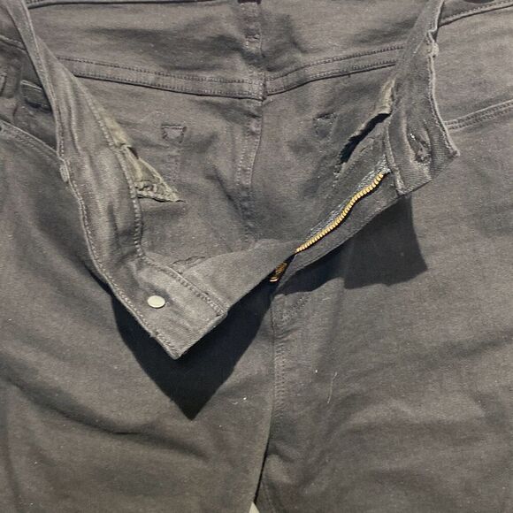 Frame Denim Women's Black Cut-Off Hem Solid Cotton Blend Skinny Jeans Size 31 - Picture 8 of 10